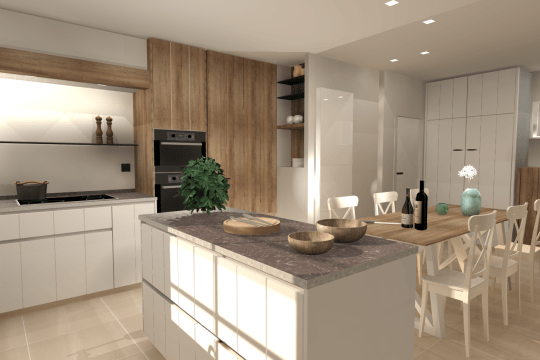 3D beeld leefkeuken Zinder renovatie